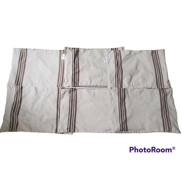 Lot Set of 6: AMAN Brown Beige Striped Placemat 100% Cotton 13x19 Made In India - Picture 1 of 9